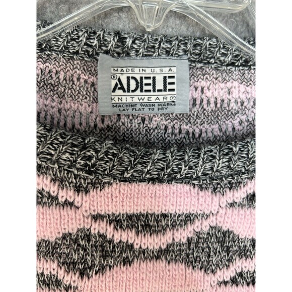 VTG 80s Adele Knit Sweater Retro Geometric Artsy Abstract Pink Gray Made In USA - Picture 7 of 8